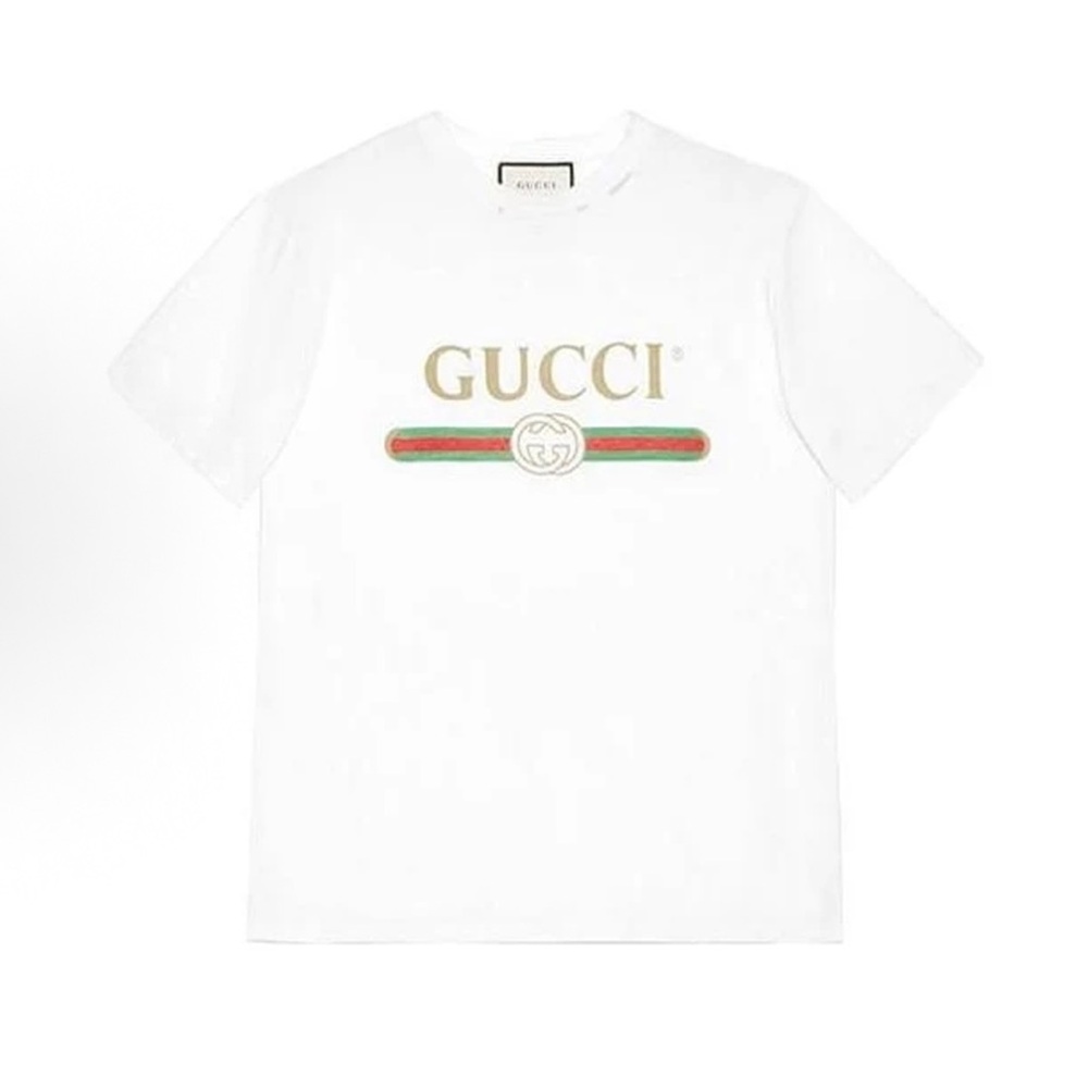 Gucci White Green Short Sleeve Tee